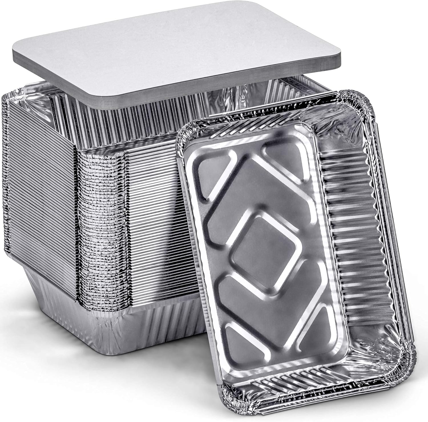 صينية رقائق ألمنيوم مستطيلة بغطاء