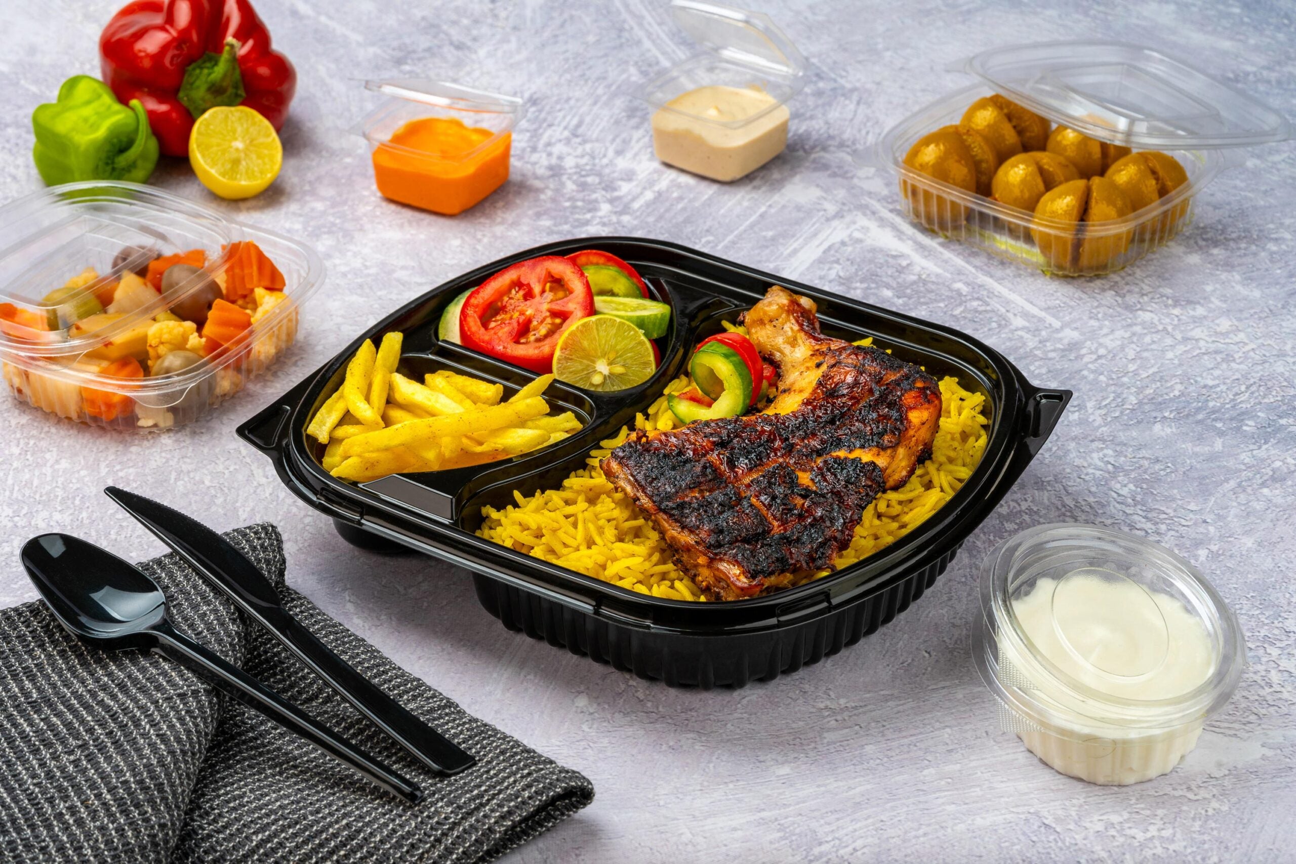 Microwave Meal Container 3 Section + Lid