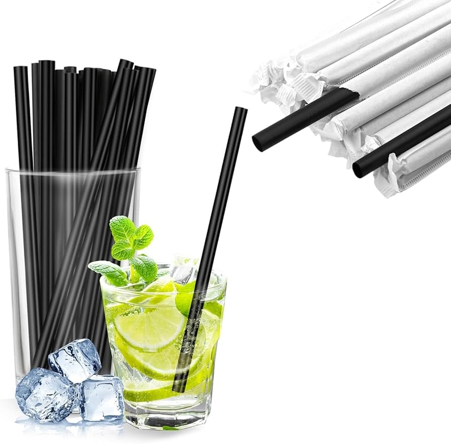 Plastic black straws