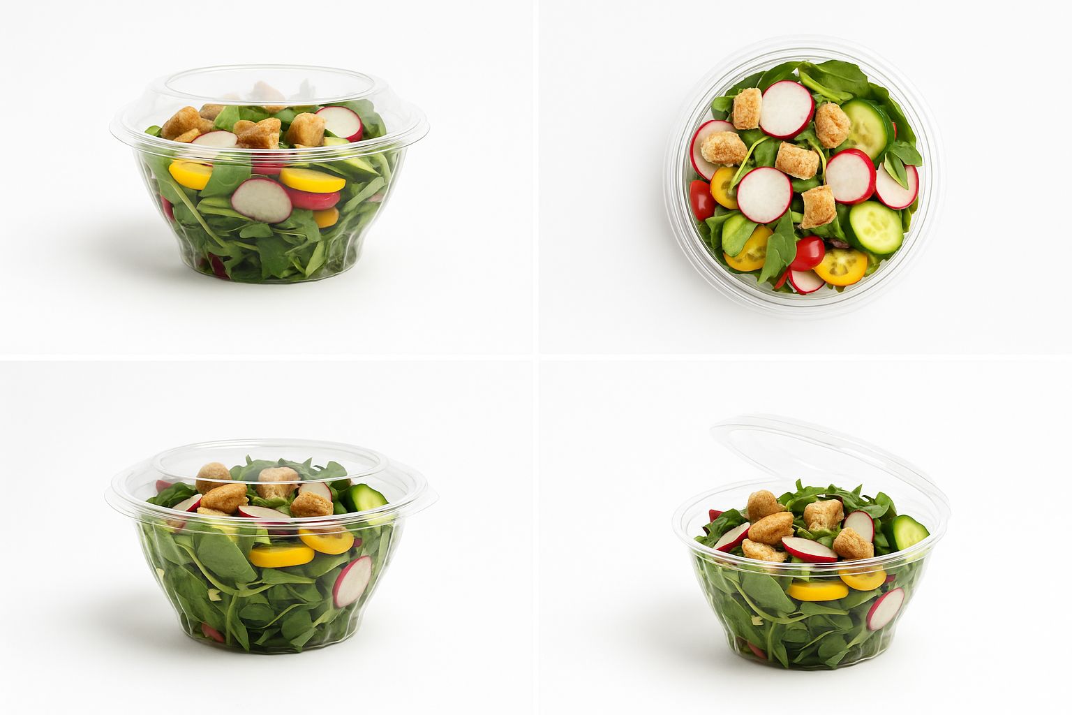 عبوة سلطة مفصلية مربعة