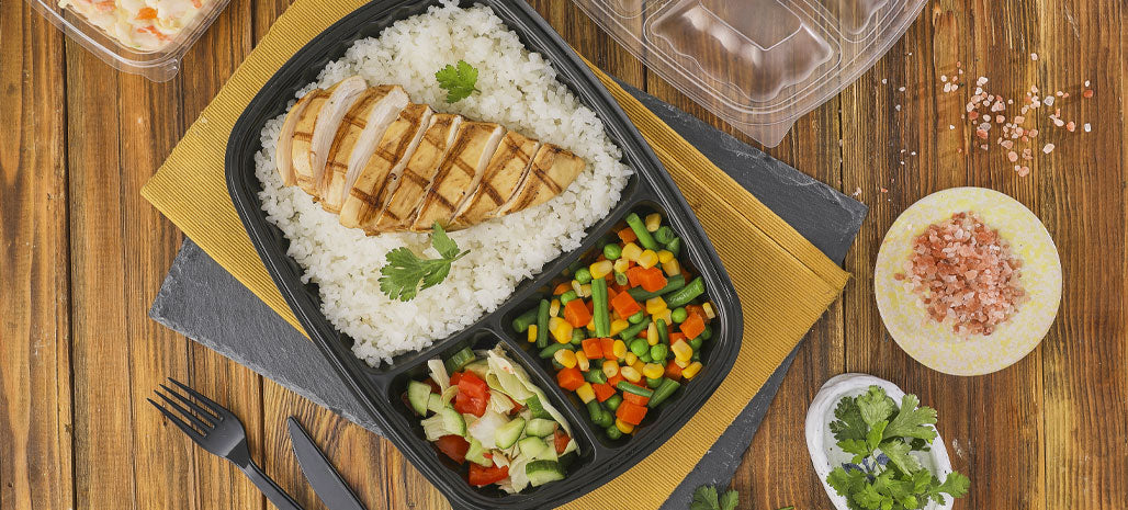 Microwave Meal Container 3 Section + Lid